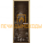 Дверь для бани и сауны БРОНЗА Матовая "ЛАГУНА" (8мм) (ОСИНА)